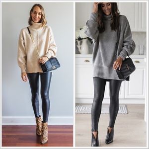 SPANX Faux Leather Leggings in Black sz XL